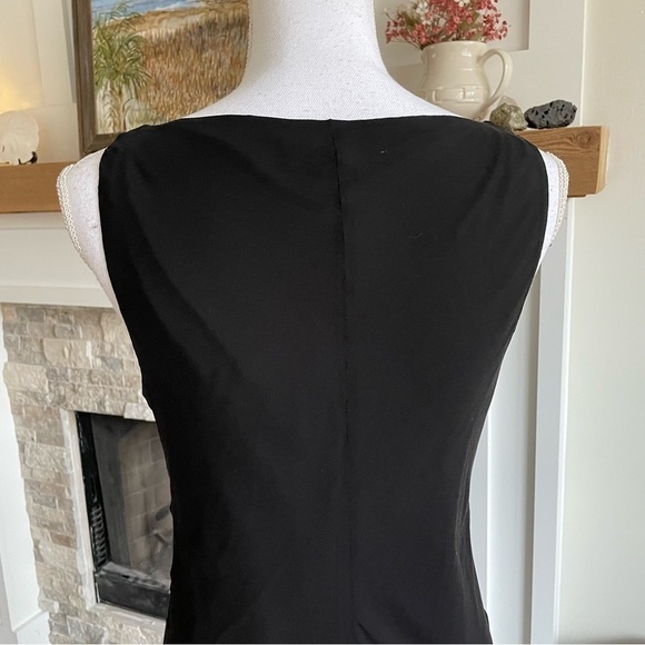 Laundry y2K Black Mesh High V-Neck Sleeveless Silk Midi Dress Women’s 8 Medium - Picture 6 of 11